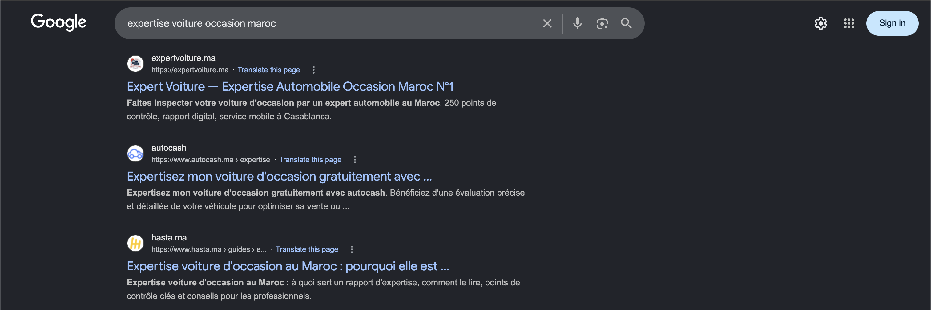 EXPERT VOITURE — Primary keyword · Position 1