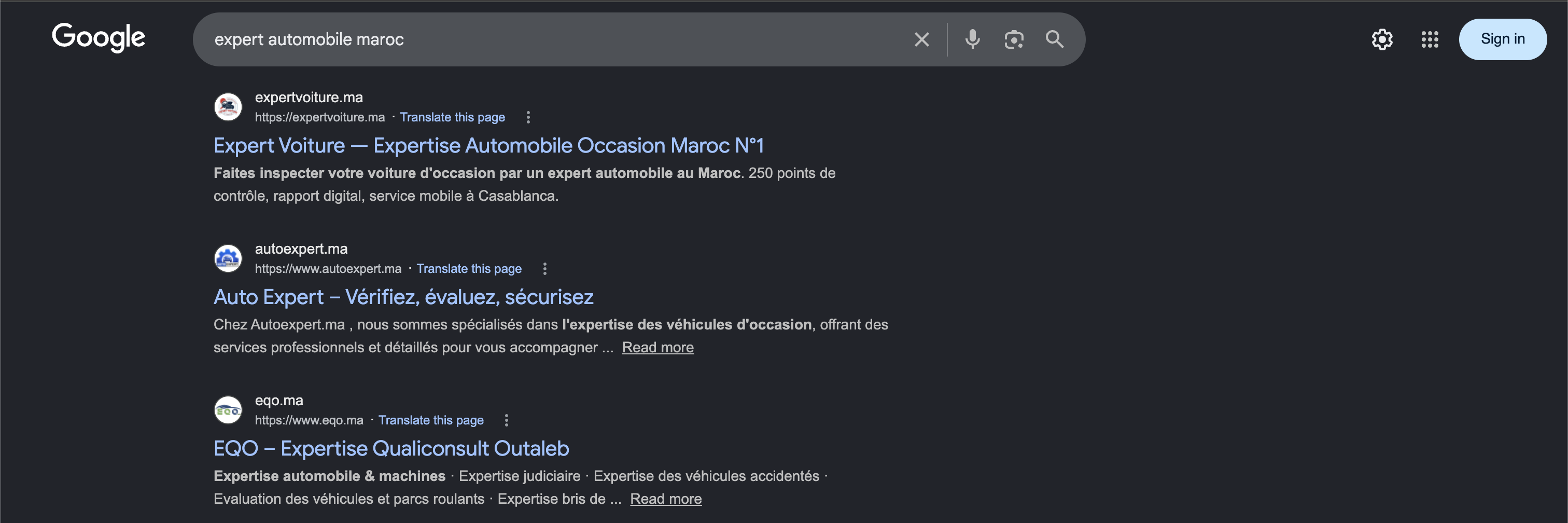 EXPERT VOITURE — Secondary keyword · Position 1