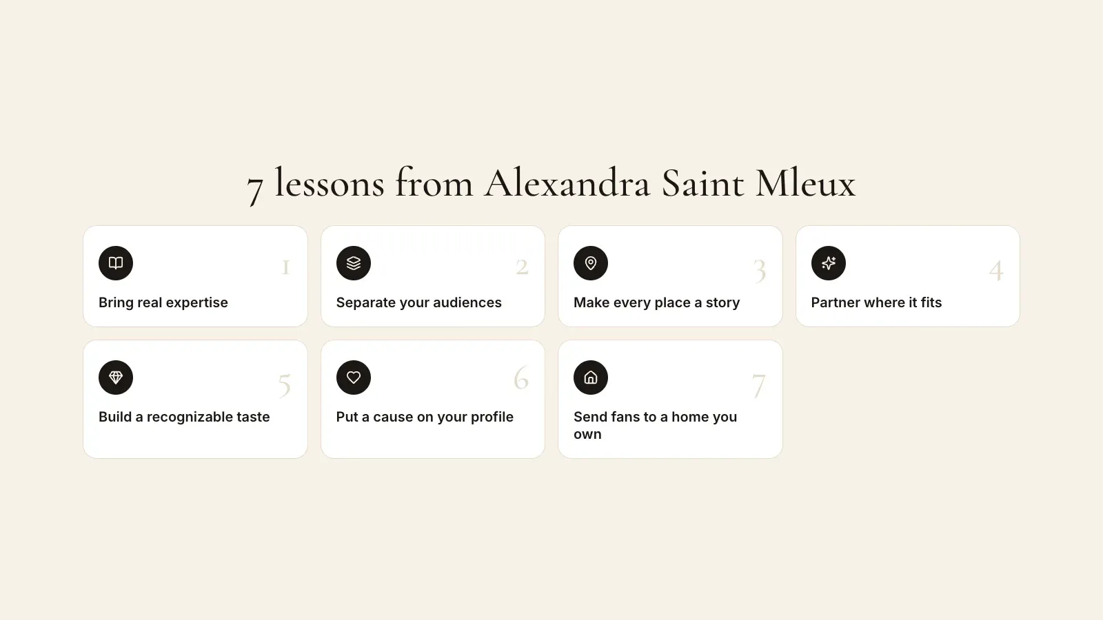 Seven lessons from Alexandra Saint Mleux for creators, from bringing real expertise to sending fans to a home you own